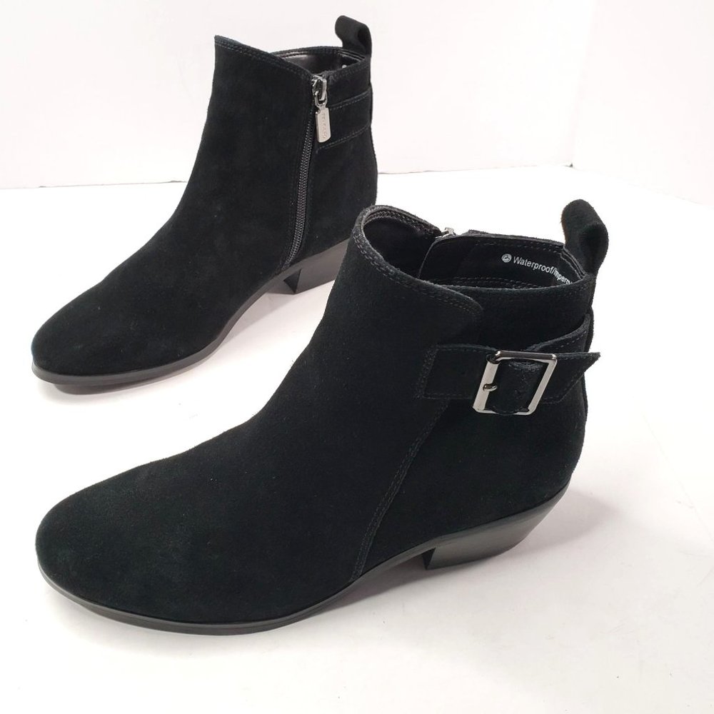 Blondo Black Suede Ankle Booties with Buckle